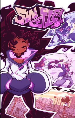 Colorful manga cover featuring a young woman with pink accents and action scenes.