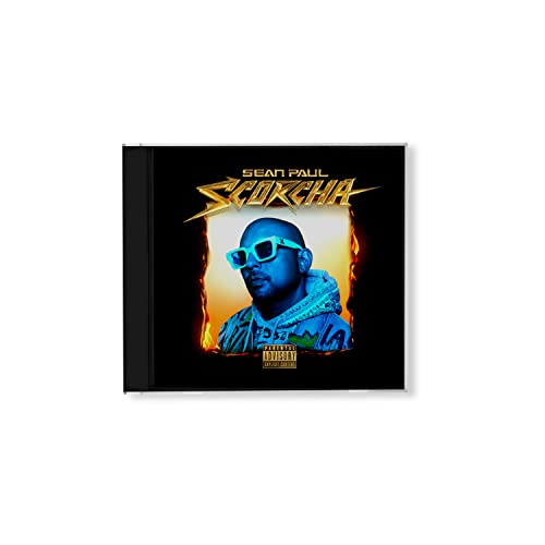 Sean Paul's "Scorcha" CD case with portrait and fiery design elements.