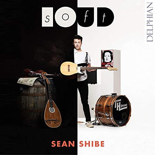 Sean Shibe album cover featuring a musician with guitars and drums.