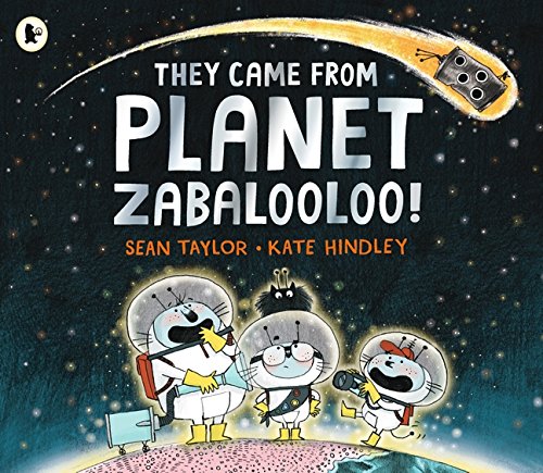 Book cover featuring three penguin astronauts in space with a spaceship.