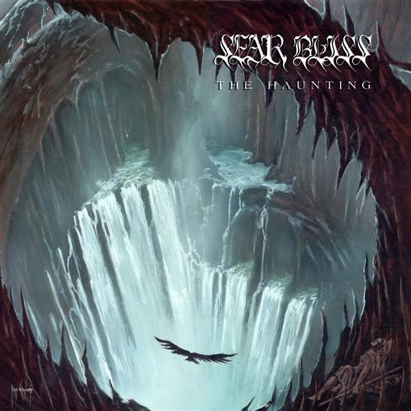 CD cover: dark cave painting with waterfall and a flying bird.