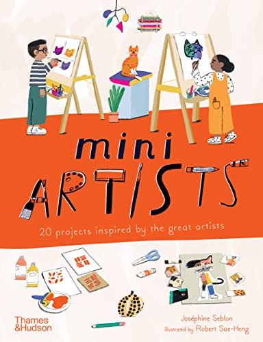 Illustration of two children painting at easels with art supplies on a white background.