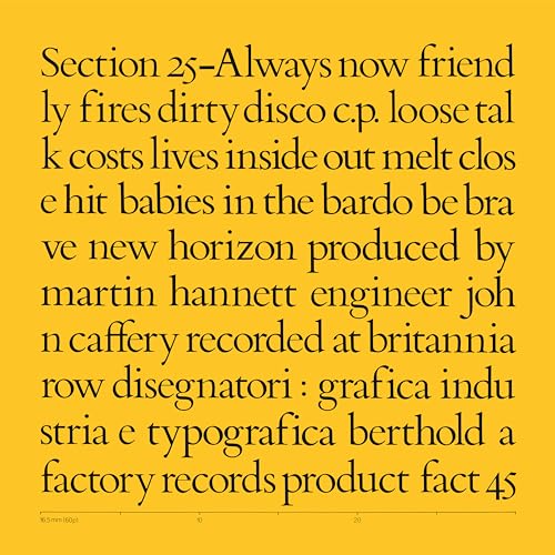 Yellow CD cover with dense, stylized black text: "Section 25 - Always Now".