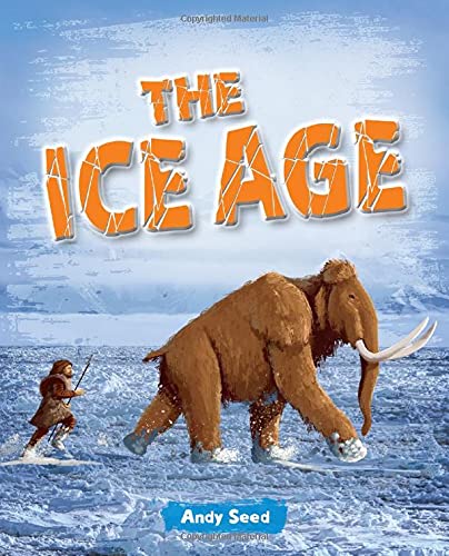 Book cover depicting a woolly mammoth and a prehistoric hunter in snow.