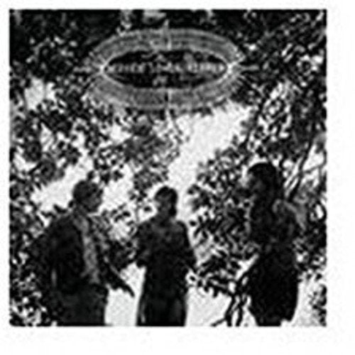 Black and white vinyl album cover with three people standing under trees.