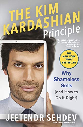 Book cover: "The Kim Kardashian Principle" with a man holding a tablet.