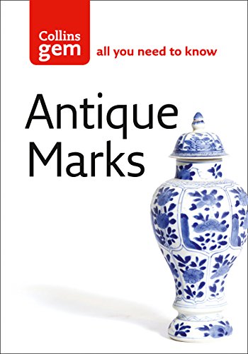 Book cover for Antique Marks featuring a blue and white patterned ceramic vase.
