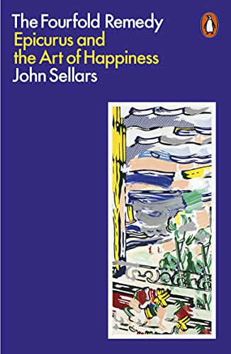 Book cover for The Fourfold Remedy by John Sellars with abstract art on blue.