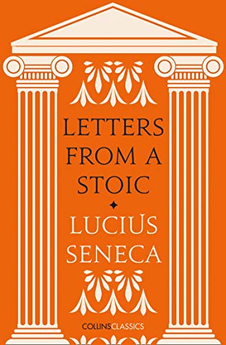 Book cover of Letters from a Stoic by Lucius Seneca with orange background.
