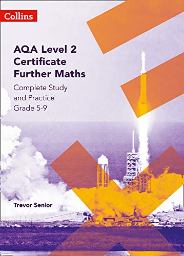 Book cover: AQA Level 2 Further Maths with rocket launch image.