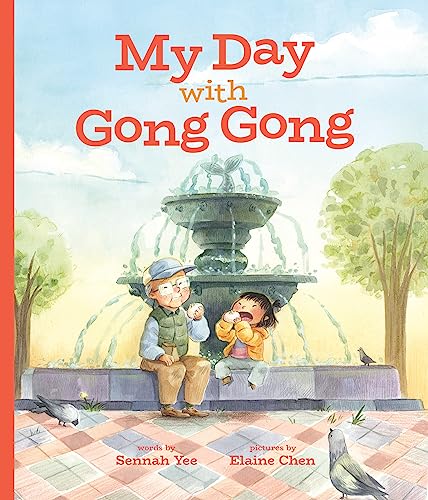 Book cover: a child and grandfather sit by a park fountain.