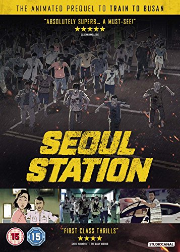 DVD cover for "Seoul Station" depicting fleeing figures and zombies.