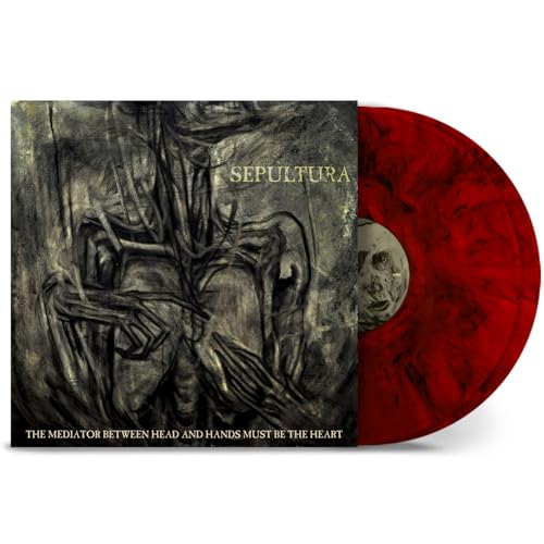 SepLBS Sepultura albumCSC album cover withSH and a red marbled laCS marbled vinyl record.