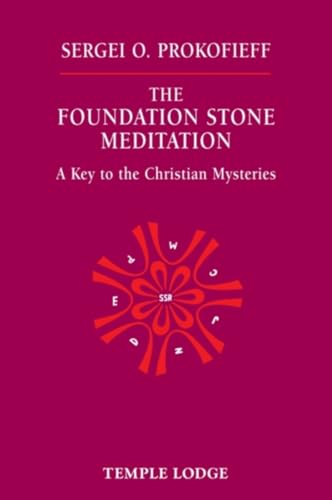 Red book cover with title "The Foundation Stone Meditation" and abstract symbol.