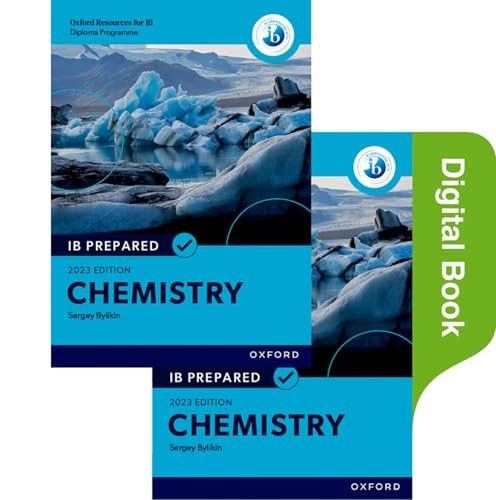 Chemistry textbook cover with glacial landscape, “IB Prepared” title, 2023 edition.