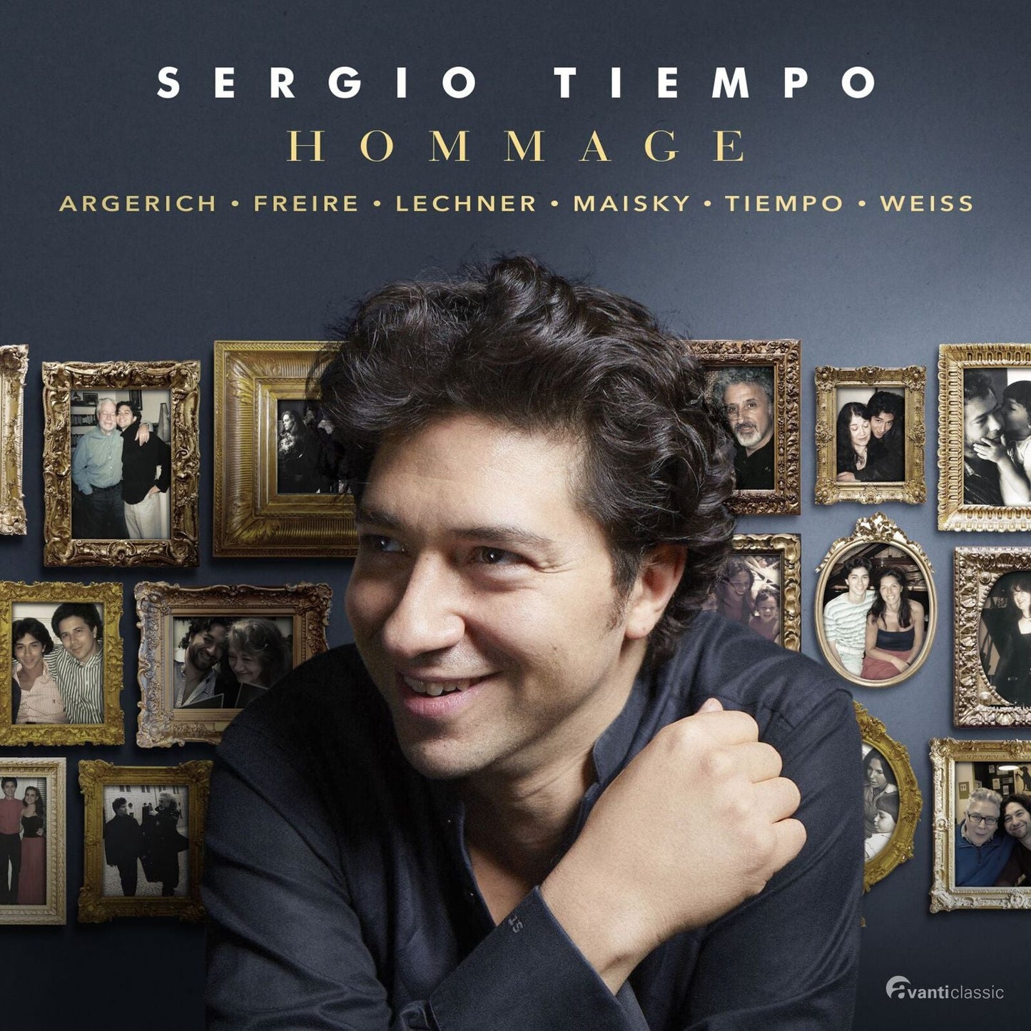 CD cover featuring a portrait of a man surrounded by framed photos.