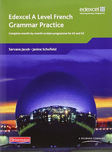 Front cover of Edexcel A Level French Grammar Practice textbook featuring a large reflective sphere.