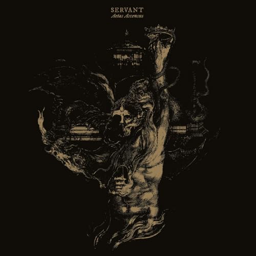 Dark album cover with detailed illustration of a figure and city.