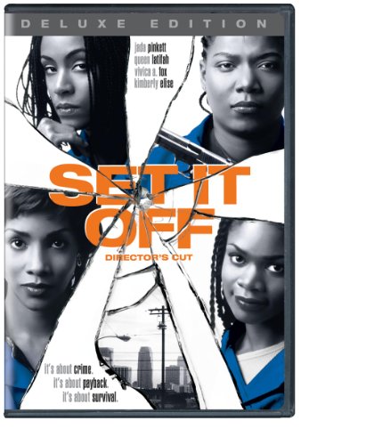 DVD cover for Set It Off featuring four women behind a shattered glass effect.