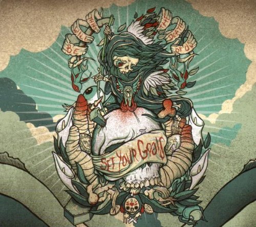 CD cover with skeletal figure entwined by a serpent and ribbons.
