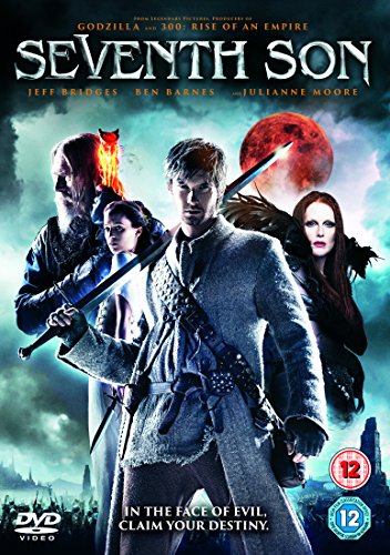 DVD cover art for Seventh Son featuring Jeff Bridges, Ben Barnes, and Julianne Moore.