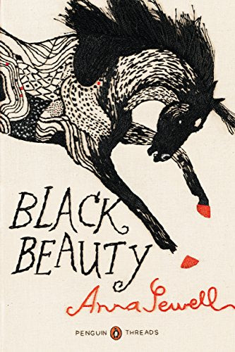 Book cover of "Black Beauty" with an illustration of a horse.