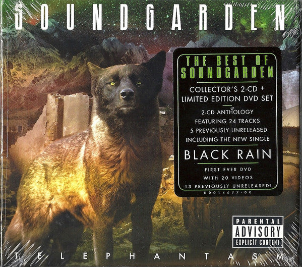 Soundgarden "Black Rain" DVD cover featuring a wolf against a dark background.
