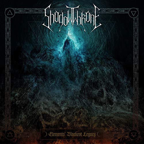 CD cover for Shadowthrone’s “Elements Blackest Legacy” with dark, swirling imagery.