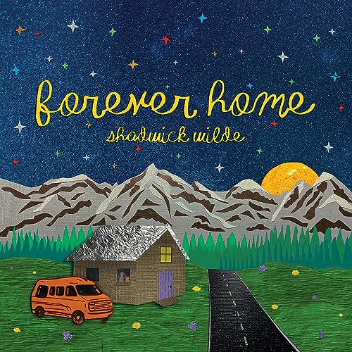 CD cover: illustrated mountains, house, car, and road under a starry night.