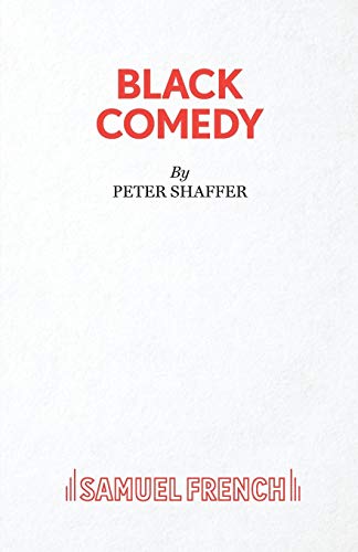 Cover of "Black Comedy" play script by Peter Shaffer, red text.