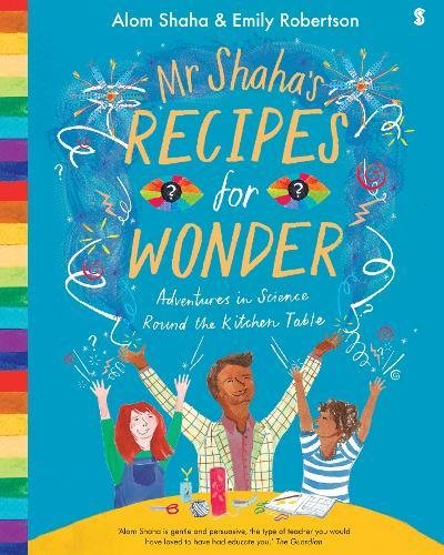 Book cover: illustrated children with teacher, science experiments, bright colors.