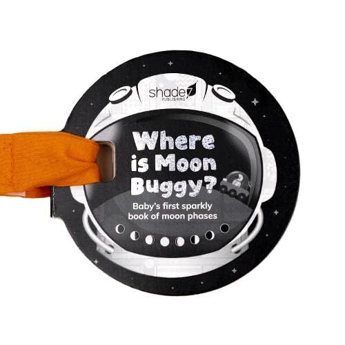 Round sparkly baby book with astronaut helmet and moon phases shown.