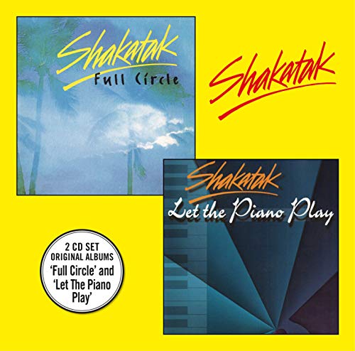 Two Shakatak album covers, Full Circle and Let The Piano Play, on yellow background.