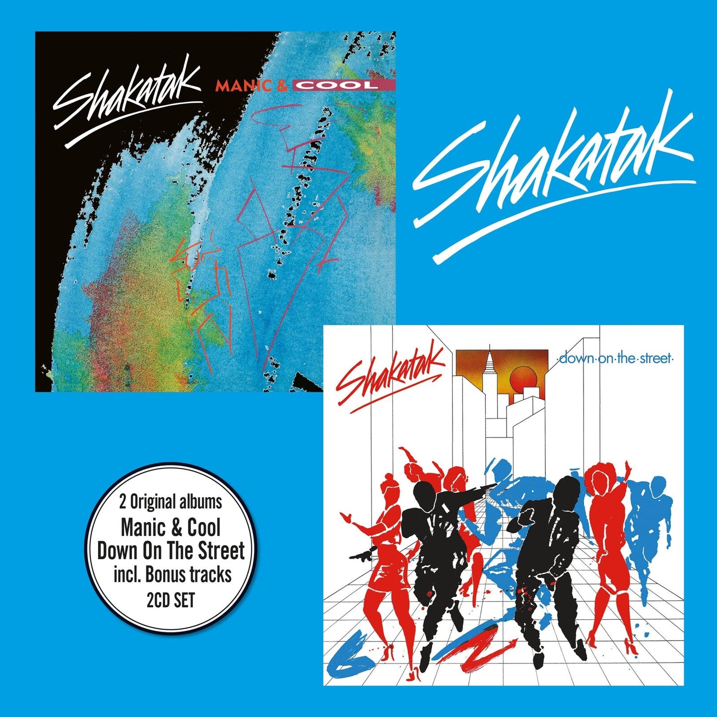 Shakatak album cover: split design with abstract and dancing figures.
