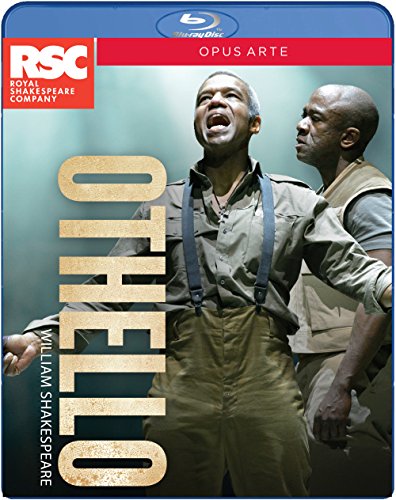 "Blu-ray cover featuring two men in period costumes with 'Othello' title."