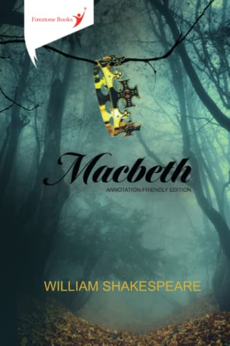 Book cover for Macbeth by William Shakespeare featuring a crown hanging in a forest.