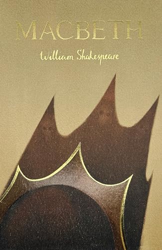 Book cover of Macbeth by William Shakespeare featuring a golden crown graphic on tan.