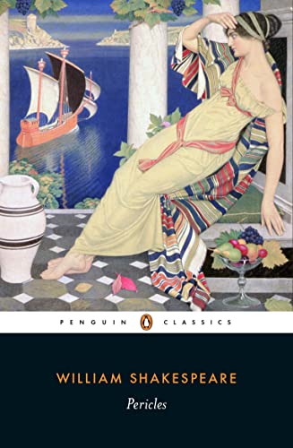 Book cover for “Pericles” with classical illustration of a reclining woman.