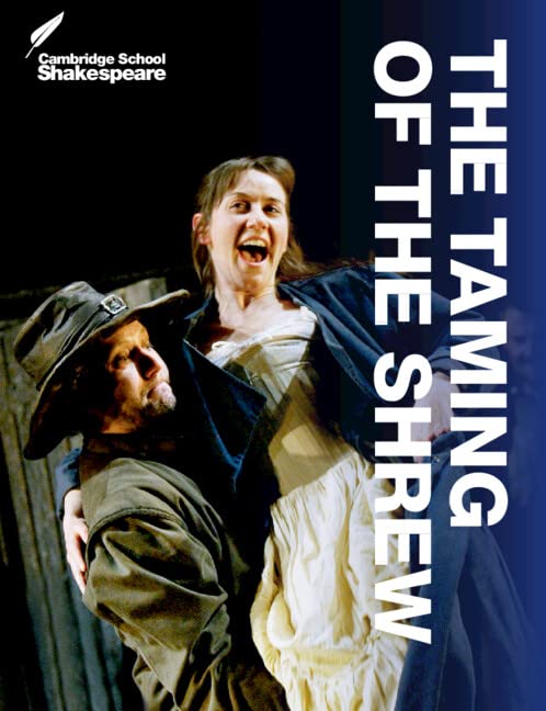 Book cover for "The Taming of the Shrew" with stage actors.