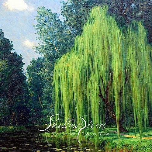 Painting of a weeping willow tree over a calm river, CD cover.