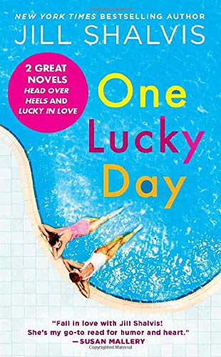 Book cover with title “One Lucky Day” and image of two people diving.