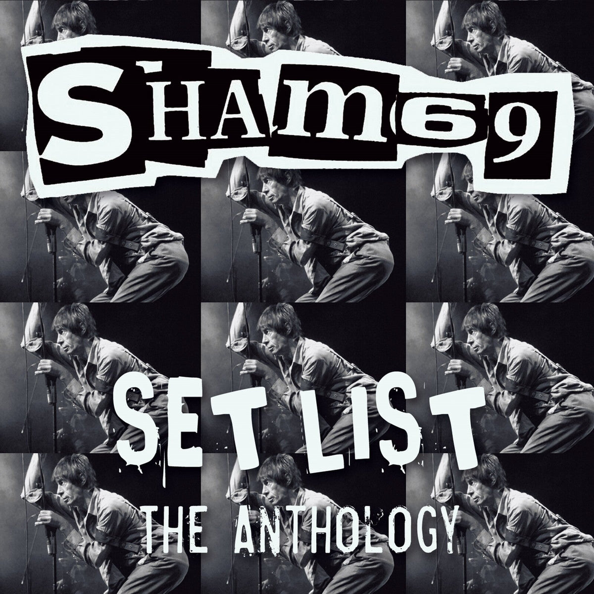 Sham 69 album cover with black and white performance photos and text.