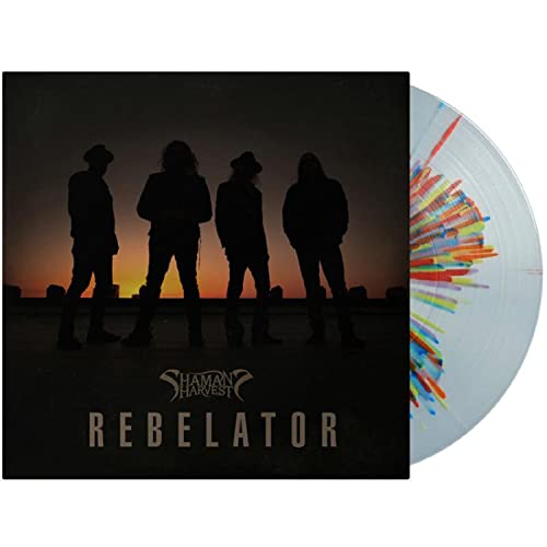 Shamans Harvest āRebelatorā vinyl LP with a colorful, swirled record.