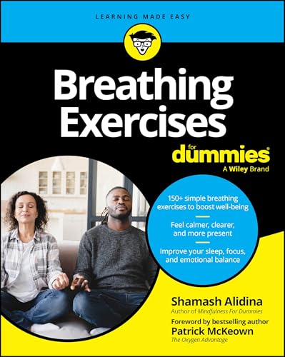 Book cover for Breathing Exercises For Dummies showing a man and woman meditating.