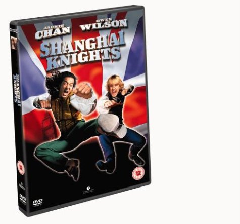 DVD case for "Shanghai Knights" with martial arts scene and Union Jack background.
