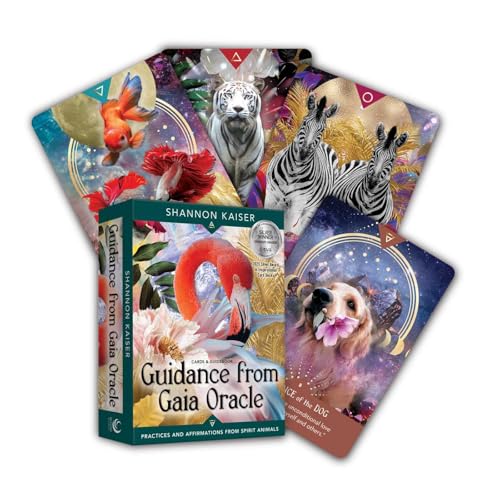 Oracle card deck with animal imagery and a teal-colored box.