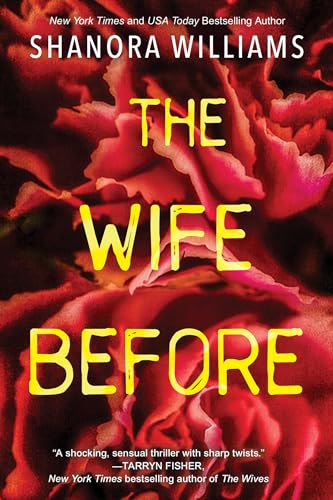 Book cover: "The Wife Before" with a background of red roses.