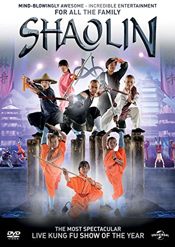 Shaolin DVD cover featuring martial artists in orange and black uniforms.
