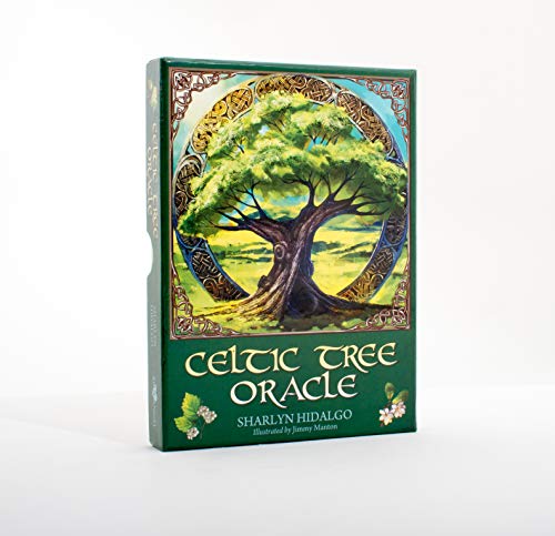 Green box for "Celtic Tree Oracle" card deck with tree illustration.