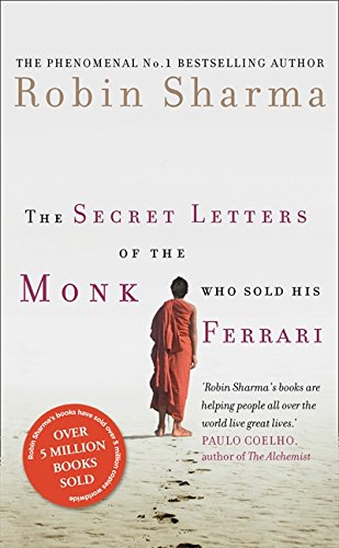 Book cover: a monk walking on a beach, title "The Secret Letters.